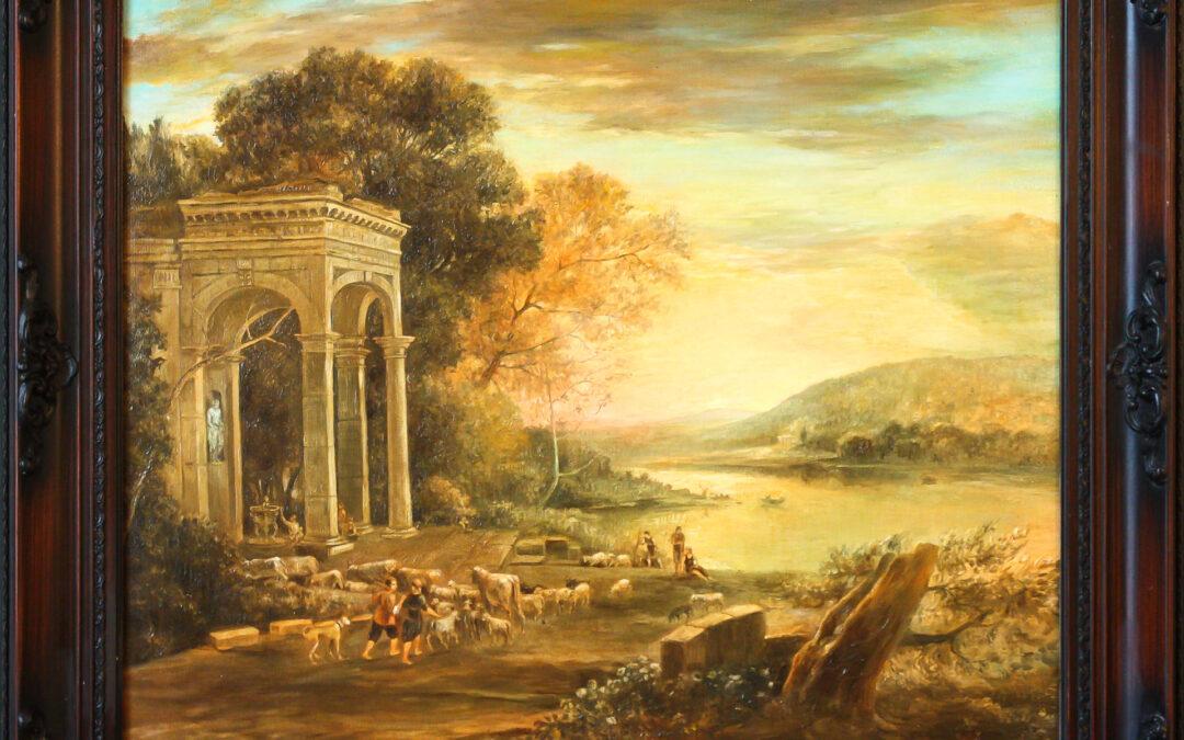 Claude Lorrain (Claude Gellée) „Landschaft mit einem Tempel von Bacchus“